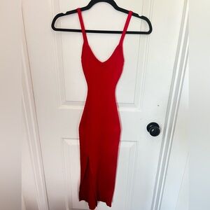 Red midi dress